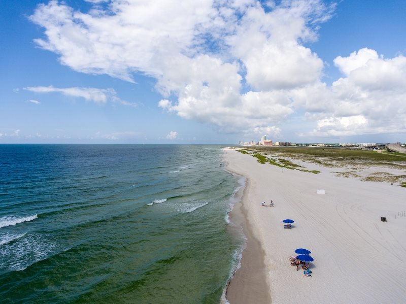 White-sand Gulf beach at Gulf Shores, Alabama